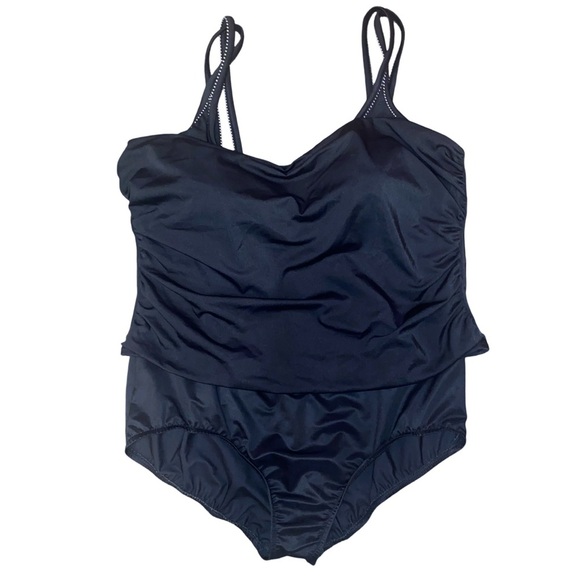 Miraclesuit One PC Black Swimsuit in Mock Tankini Style Size 22W - Picture 1 of 5